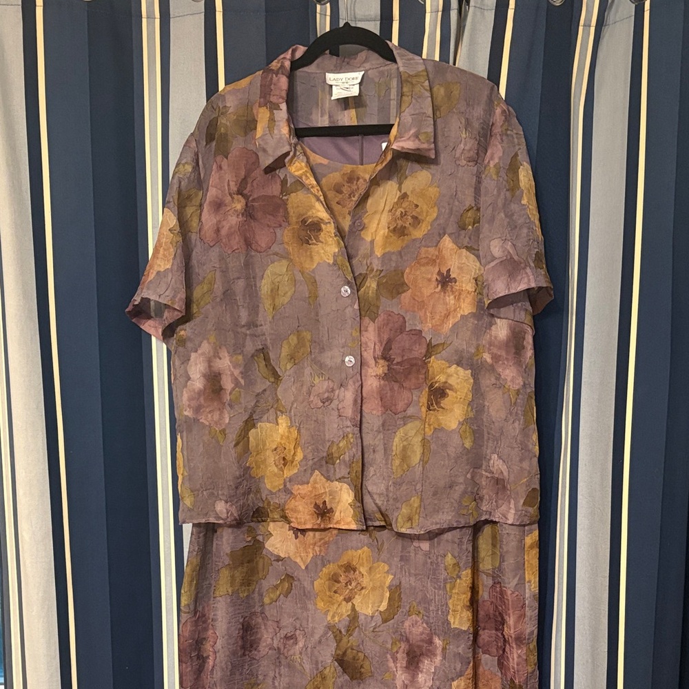 Lady Dorby muted jewel-tone dress and jacket set, 22W